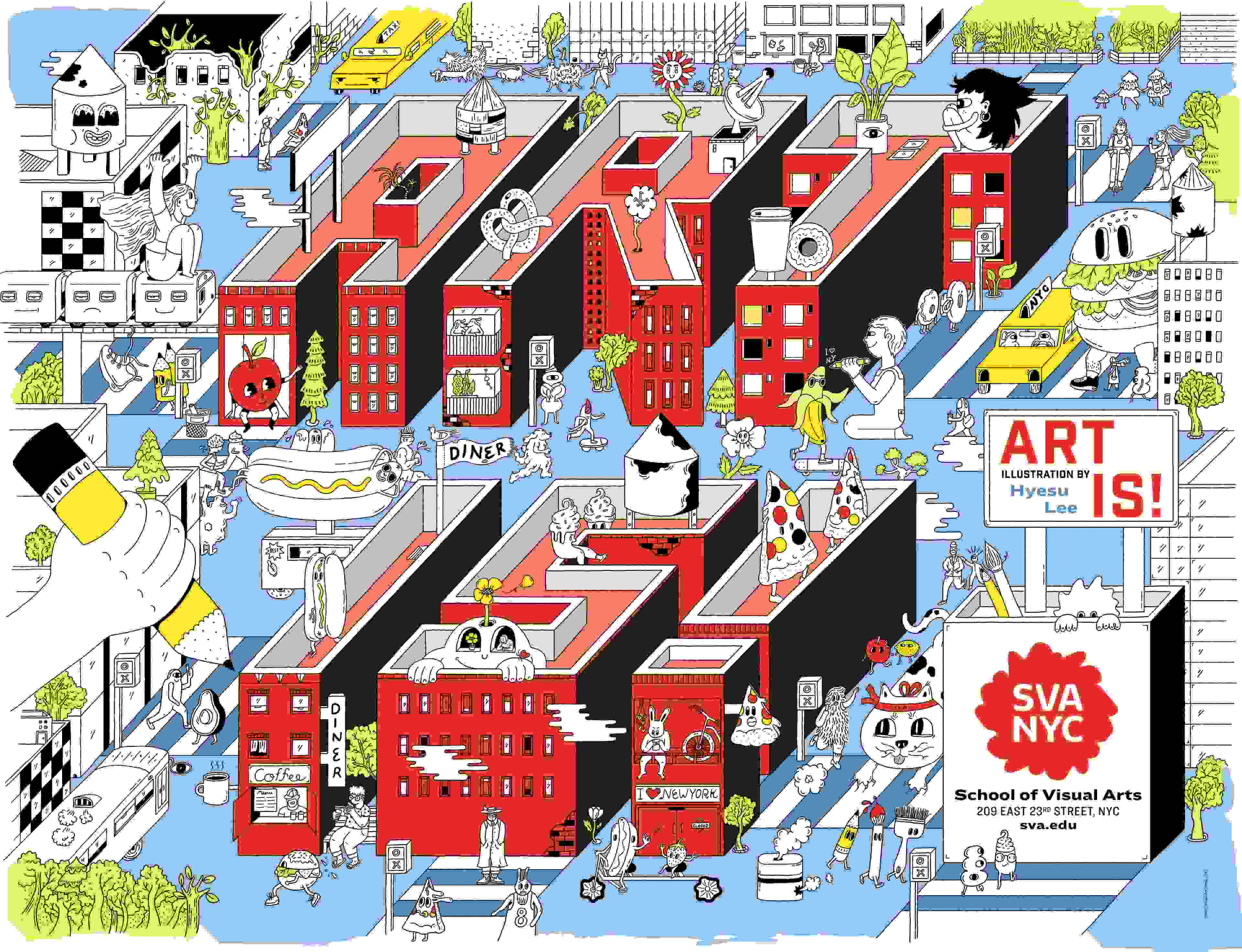 An image of MFA Illustration as Visual Essay alumnus and faculty member Hyesu Lee's Fall 2021 SVA subway poster. 