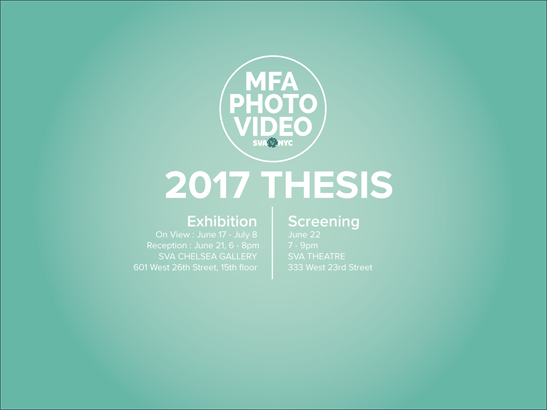 MFA Photo Video 2017 Thesis welcome page.