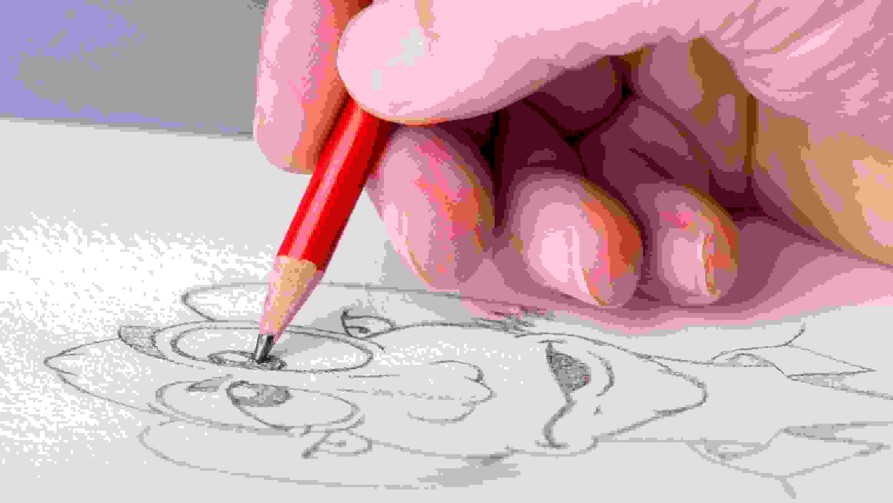 hand drawing a character with a pencil